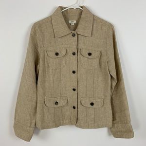 J Jill 100% Linen Jacket Size XS Natural Beige